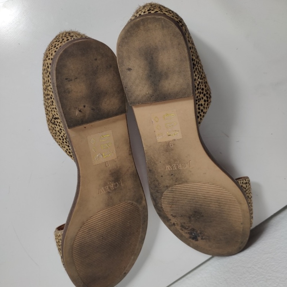 J. Crew d'Orsay Style Calf Hair Style Dotted Sandals Size 9 - Picture 7 of 9